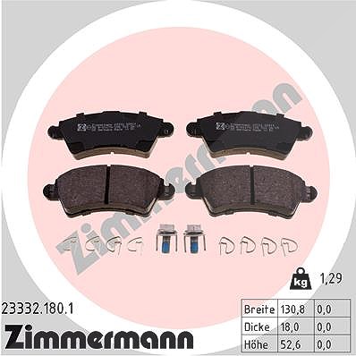 Zimmermann Bremsbelagsatz, Scheibenbremse [Hersteller-Nr. 23332.180.1] für Citroën, Peugeot