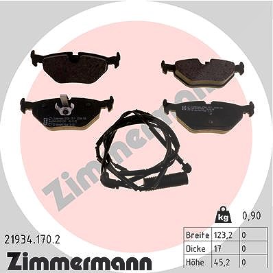 Zimmermann Bremsbelagsatz, Scheibenbremse [Hersteller-Nr. 21934.170.2] für BMW
