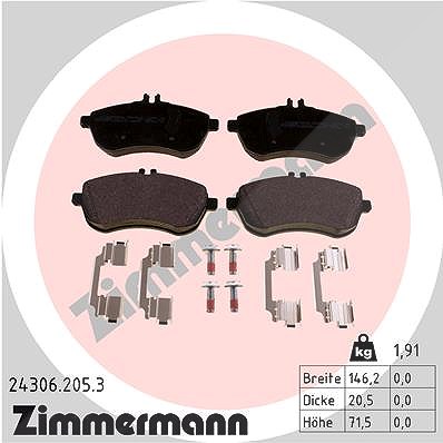 Zimmermann Bremsbelagsatz, Scheibenbremse [Hersteller-Nr. 24306.205.3] für Mercedes-Benz