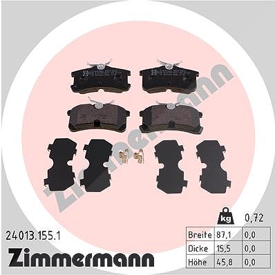 Zimmermann Bremsbelagsatz, Scheibenbremse [Hersteller-Nr. 24013.155.1] für Opel, Toyota