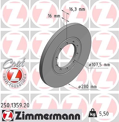 Zimmermann Bremsscheibe [Hersteller-Nr. 250.1359.20] für Ford