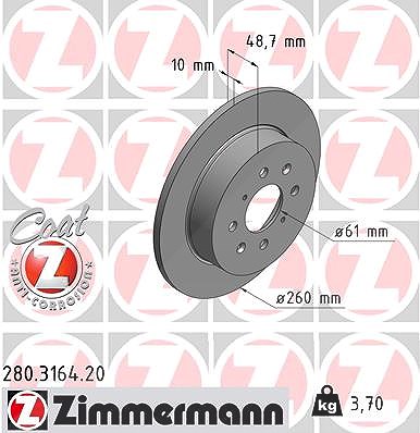 Zimmermann Bremsscheibe [Hersteller-Nr. 280.3164.20] für Mg, Honda