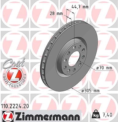 Zimmermann Bremsscheibe [Hersteller-Nr. 110.2224.20] für Alfa Romeo