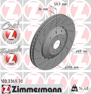 Zimmermann Bremsscheibe [Hersteller-Nr. 100.3369.70] für Audi