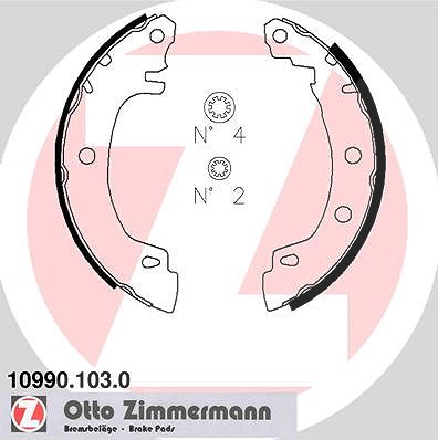Zimmermann Bremsbackensatz [Hersteller-Nr. 10990.103.0] für Jeep, Renault