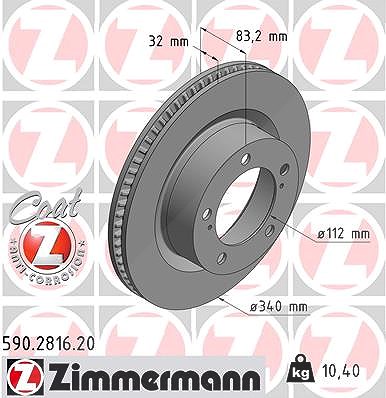 Zimmermann Bremsscheibe [Hersteller-Nr. 590.2816.20] für Toyota, Lexus