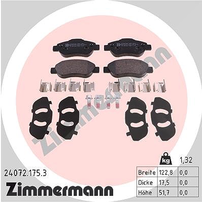 Zimmermann Bremsbelagsatz, Scheibenbremse [Hersteller-Nr. 24072.175.3] für Fiat