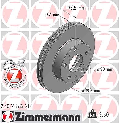 Zimmermann Bremsscheibe [Hersteller-Nr. 230.2374.20] für Peugeot, Fiat, Citroën