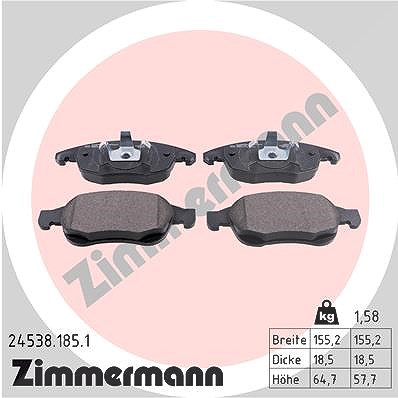 Zimmermann Bremsbelagsatz, Scheibenbremse [Hersteller-Nr. 24538.185.1] für Ds, Citroën, Peugeot