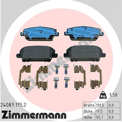 Zimmermann Bremsbelagsatz, Scheibenbremse [Hersteller-Nr. 24087.175.2] für Honda