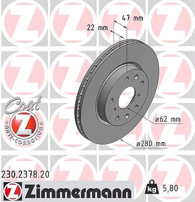 Zimmermann Bremsscheibe [Hersteller-Nr. 230.2378.20] für Suzuki, Fiat