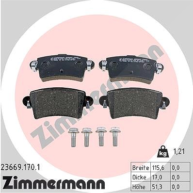 Zimmermann Bremsbelagsatz, Scheibenbremse [Hersteller-Nr. 23669.170.1] für Renault, Vauxhall, Opel, Nissan