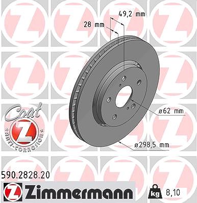 Zimmermann Bremsscheibe Vorderachse belüftet [Hersteller-Nr. 590.2828.20] für Toyota