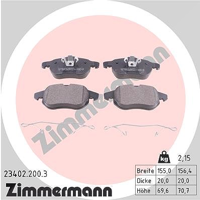 Zimmermann Bremsbelagsatz, Scheibenbremse [Hersteller-Nr. 23402.200.3] für Opel, Cadillac, Fiat, Saab, Vauxhall