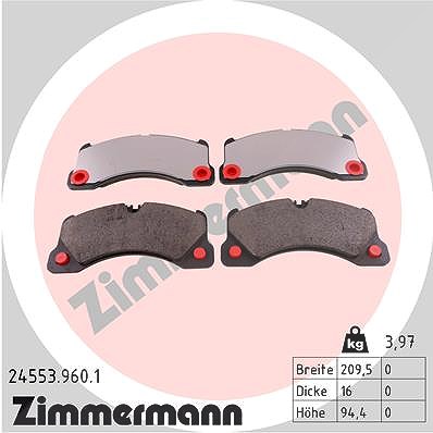 Zimmermann Bremsbelagsatz, Scheibenbremse [Hersteller-Nr. 24553.960.1] für VW, Porsche, Audi