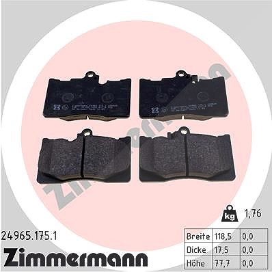 Zimmermann Bremsbelagsatz, Scheibenbremse [Hersteller-Nr. 24965.175.1] für Lexus