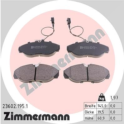 Zimmermann Bremsbelagsatz, Scheibenbremse [Hersteller-Nr. 23602.195.1] für Fiat, Citroën, Peugeot