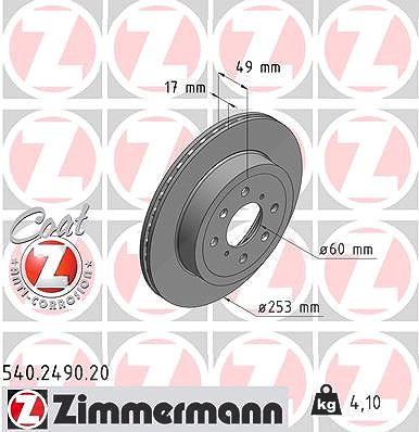 Zimmermann Bremsscheibe [Hersteller-Nr. 540.2490.20] für Subaru, Suzuki, Vauxhall, Opel
