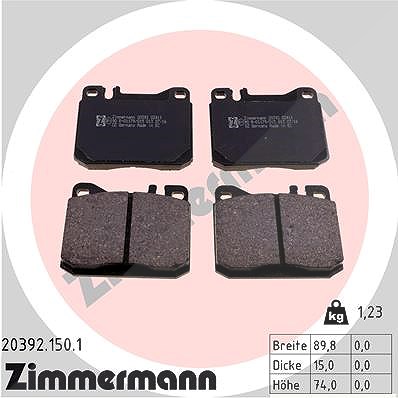 Zimmermann Bremsbelagsatz, Scheibenbremse [Hersteller-Nr. 20392.150.1] für Mercedes-Benz