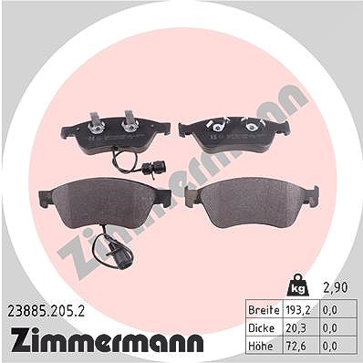 Zimmermann Bremsbelagsatz, Scheibenbremse [Hersteller-Nr. 23885.205.2] für Audi