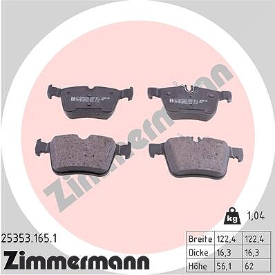 Zimmermann Bremsbelagsatz, Scheibenbremse [Hersteller-Nr. 25353.165.1] für Mercedes-Benz