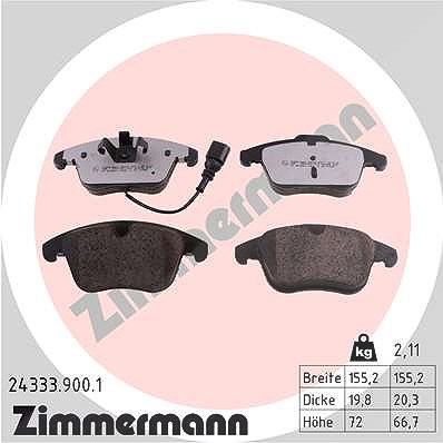 Zimmermann Bremsbelagsatz, Scheibenbremse [Hersteller-Nr. 24333.900.1] für VW, Borgward, Seat, Audi