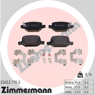 Zimmermann Bremsbelagsatz, Scheibenbremse [Hersteller-Nr. 25652.170.2] für Fiat