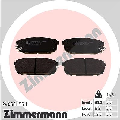 Zimmermann Bremsbelagsatz, Scheibenbremse [Hersteller-Nr. 24058.155.1] für Kia