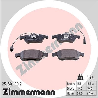 Zimmermann Bremsbelagsatz, Scheibenbremse [Hersteller-Nr. 25180.190.2] für Alfa Romeo