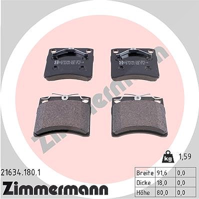 Zimmermann Bremsbelagsatz, Scheibenbremse [Hersteller-Nr. 21634.180.1] für VW