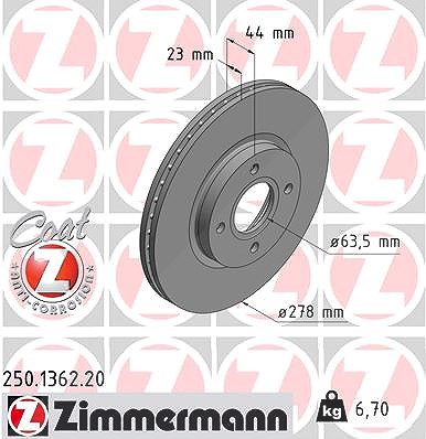 Zimmermann Bremsscheibe [Hersteller-Nr. 250.1362.20] für Ford