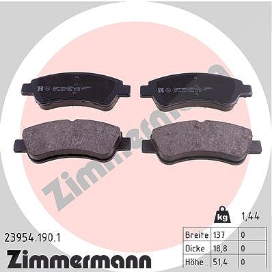 Zimmermann Bremsbelagsatz, Scheibenbremse [Hersteller-Nr. 23954.190.1] für Ds, Citroën, Peugeot