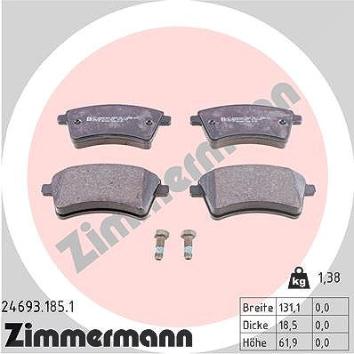 Zimmermann Bremsbeläge vorne (Satz) [Hersteller-Nr. 24693.185.1] für Mercedes-Benz, Renault