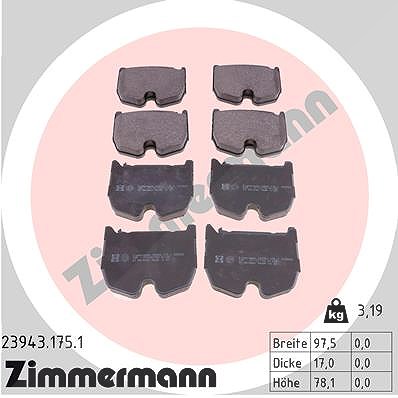 Zimmermann Bremsbelagsatz, Scheibenbremse [Hersteller-Nr. 23943.175.1] für Mercedes-Benz