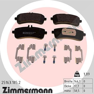 Zimmermann Bremsbelagsatz, Scheibenbremse [Hersteller-Nr. 25163.185.2] für Mercedes-Benz