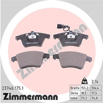Zimmermann Bremsbelagsatz, Scheibenbremse [Hersteller-Nr. 23746.175.1] für VW