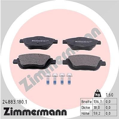 Zimmermann Bremsbelagsatz, Scheibenbremse [Hersteller-Nr. 24883.180.1] für Opel, Peugeot, Citroën, Vauxhall, Ds