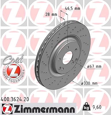 Zimmermann Bremsscheibe [Hersteller-Nr. 400.3624.20] für Mercedes-Benz