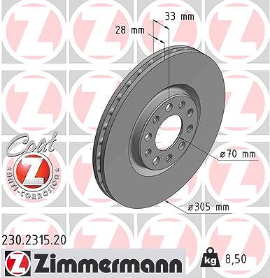 Zimmermann Bremsscheibe [Hersteller-Nr. 230.2315.20] für Fiat, Jeep, Alfa Romeo