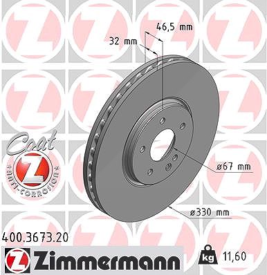 Zimmermann Bremsscheibe [Hersteller-Nr. 400.3673.20] für Chrysler, Mercedes-Benz