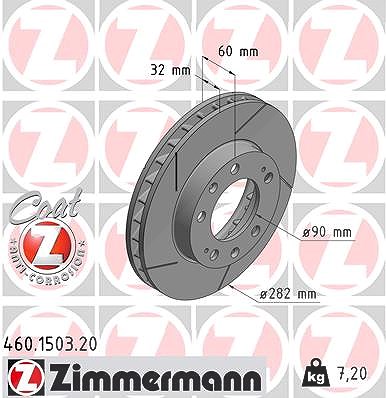 Zimmermann 1x Bremsscheibe Vorderachse Rechts [Hersteller-Nr. 460.1503.20] für Porsche