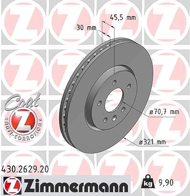 Zimmermann Bremsscheibe [Hersteller-Nr. 430.2629.20] für Opel