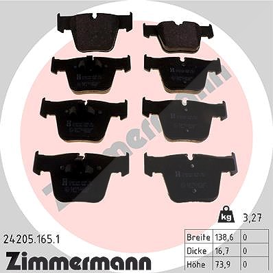 Zimmermann Bremsbelagsatz, Scheibenbremse [Hersteller-Nr. 24205.165.1] für Mercedes-Benz