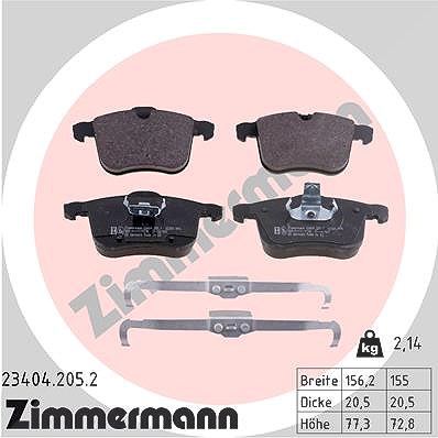 Zimmermann Bremsbelagsatz, Scheibenbremse [Hersteller-Nr. 23404.205.2] für Vauxhall, Opel, Saab, Cadillac
