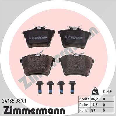 Zimmermann Bremsbelagsatz, Scheibenbremse [Hersteller-Nr. 24135.980.1] für Peugeot, Citroën