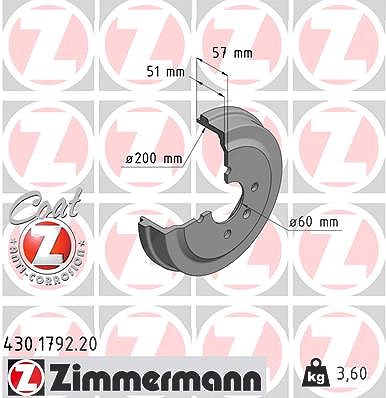 Zimmermann Bremstrommel [Hersteller-Nr. 430.1792.20] für Opel