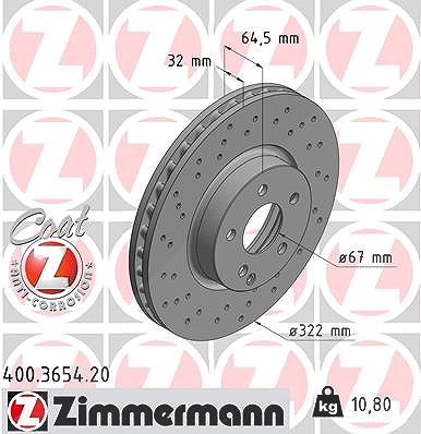 Zimmermann Bremsscheibe [Hersteller-Nr. 400.3654.20] für Mercedes-Benz