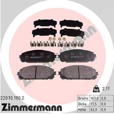 Zimmermann Bremsbelagsatz, Scheibenbremse [Hersteller-Nr. 22070.180.2] für Jeep