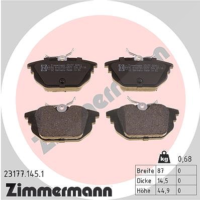 Zimmermann Bremsbelagsatz, Scheibenbremse [Hersteller-Nr. 23177.145.1] für Lancia, Alfa Romeo, Fiat