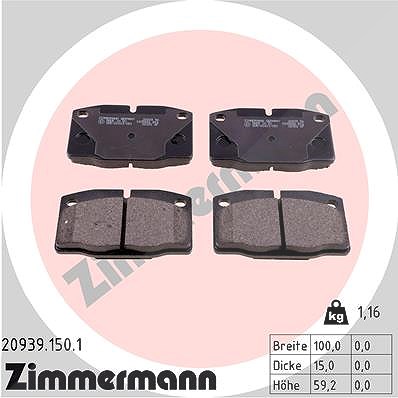 Zimmermann Bremsbelagsatz, Scheibenbremse [Hersteller-Nr. 20939.150.1] für Opel, Vauxhall